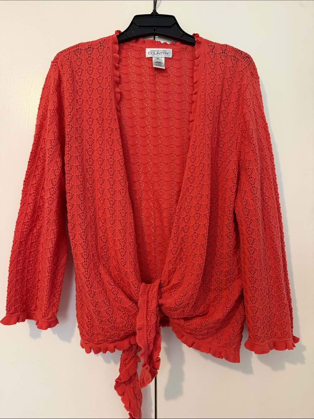 JNY Country Road Women’s Coral Tie-Front Knit Cardigan